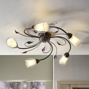 B-Ware Liliana Deckenleuchte Lampe Metall Schwarz Rotgold Wohnzimmer Esszimmer Glas