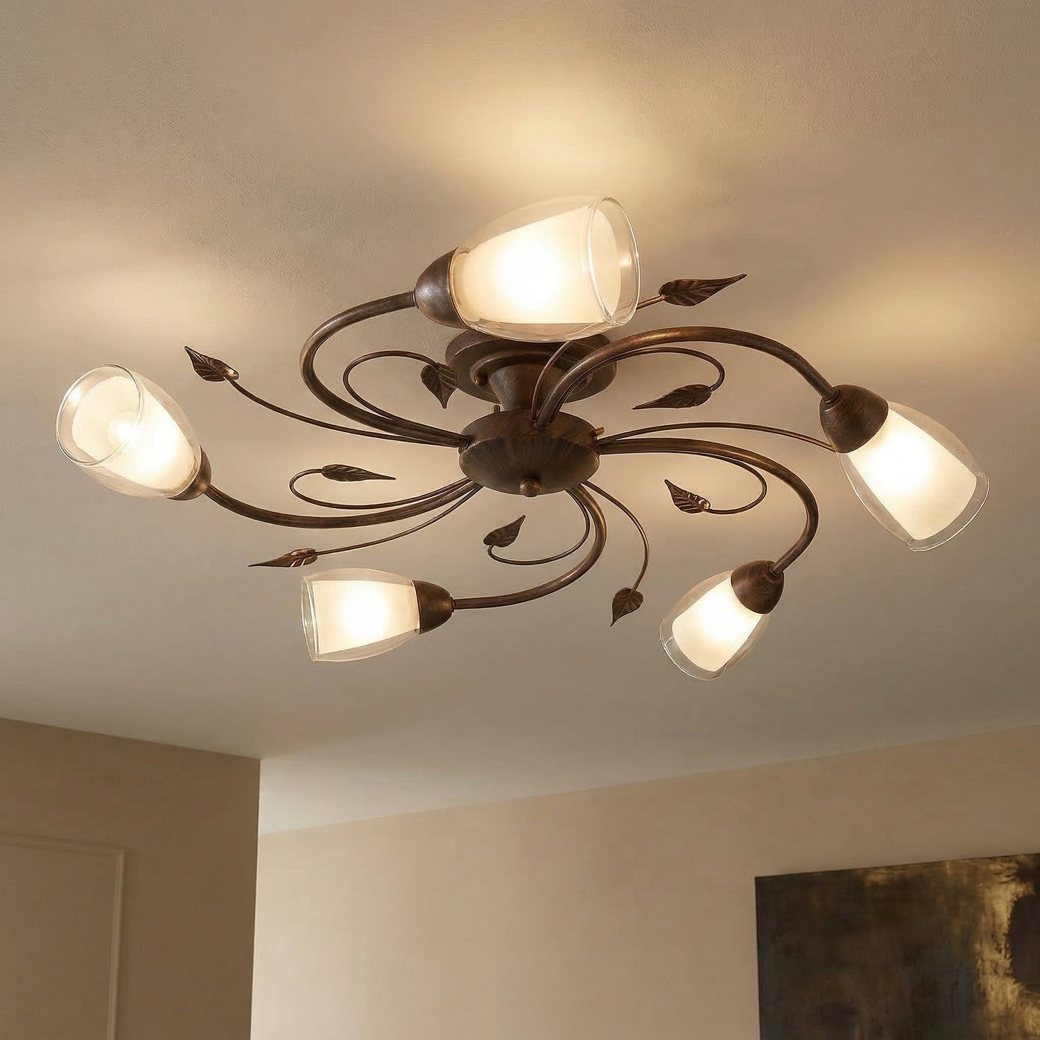 B-Ware Liliana Deckenleuchte Lampe Metall Schwarz Rotgold Wohnzimmer Esszimmer Glas - 8030626546080