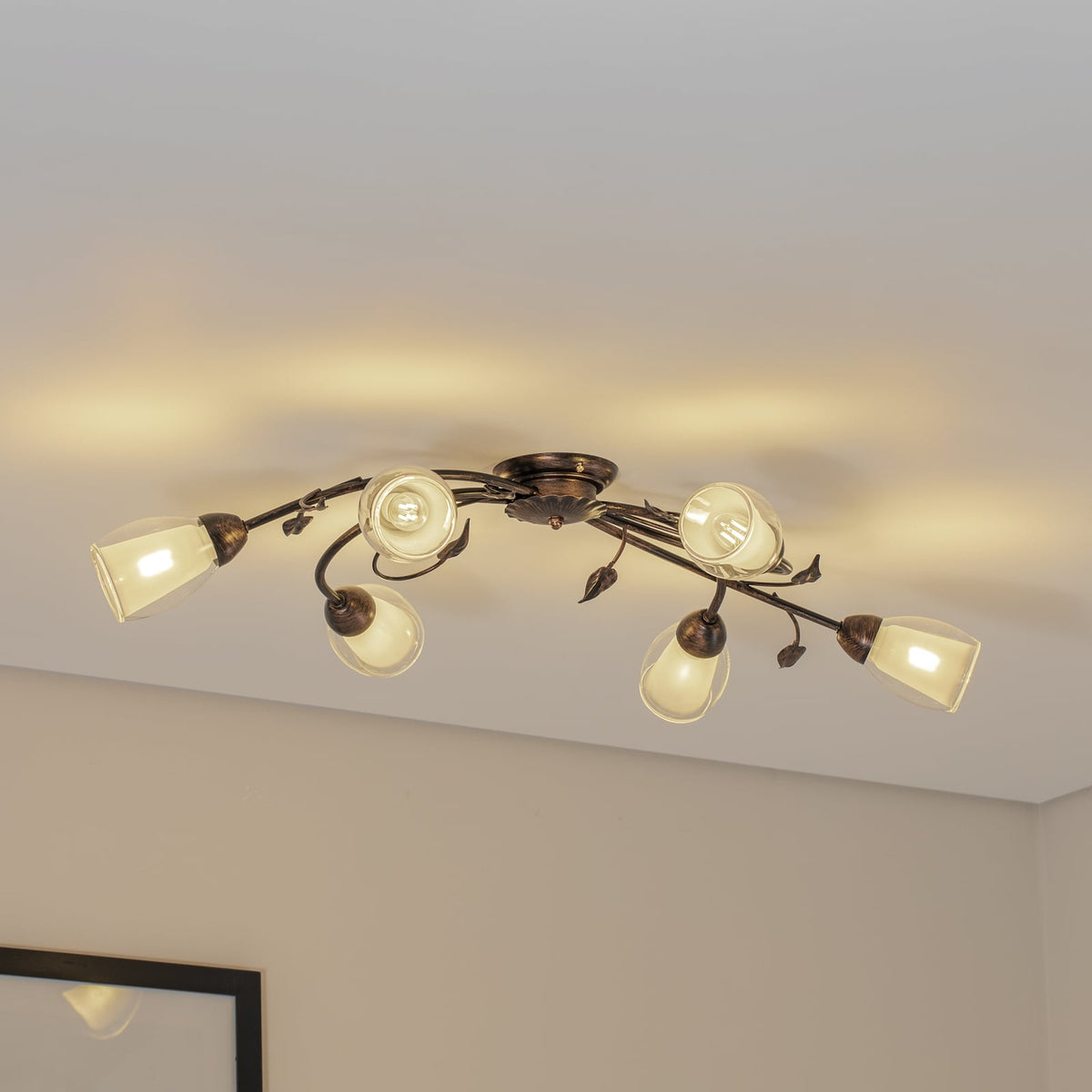 Deckenleuchte Lampe Liliana Metall Schwarz Gold Glas Deckenlampe Leuchte LED - 8030626546066