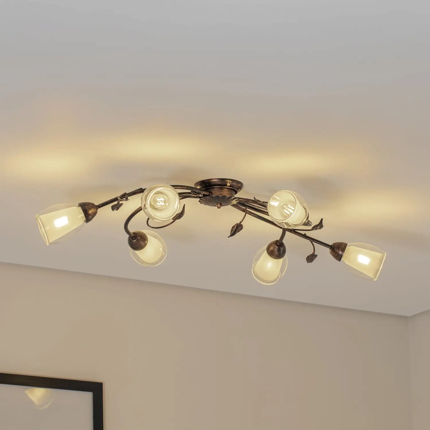 B-Ware Deckenleuchte Lampe Liliana Metall Schwarz Gold Glas Deckenlampe Leuchte Led  - 8030626546066