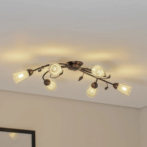 B-Ware Deckenleuchte Lampe Liliana Metall Schwarz Gold Glas Deckenlampe Leuchte Led