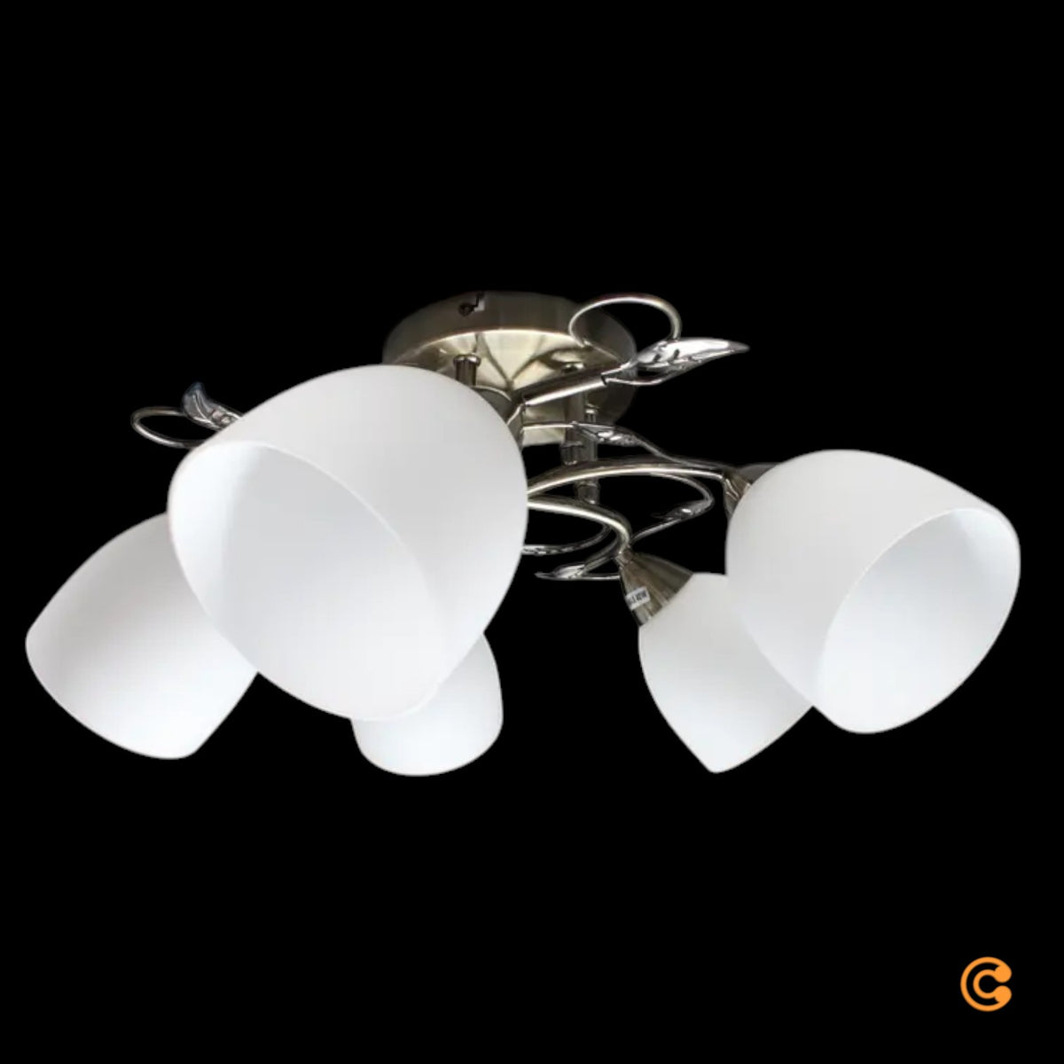 Deckenleuchte Lampe Licht Lindby Thaddeus Wohnraum Nickel Weiß 5-flammig - 4251096570021