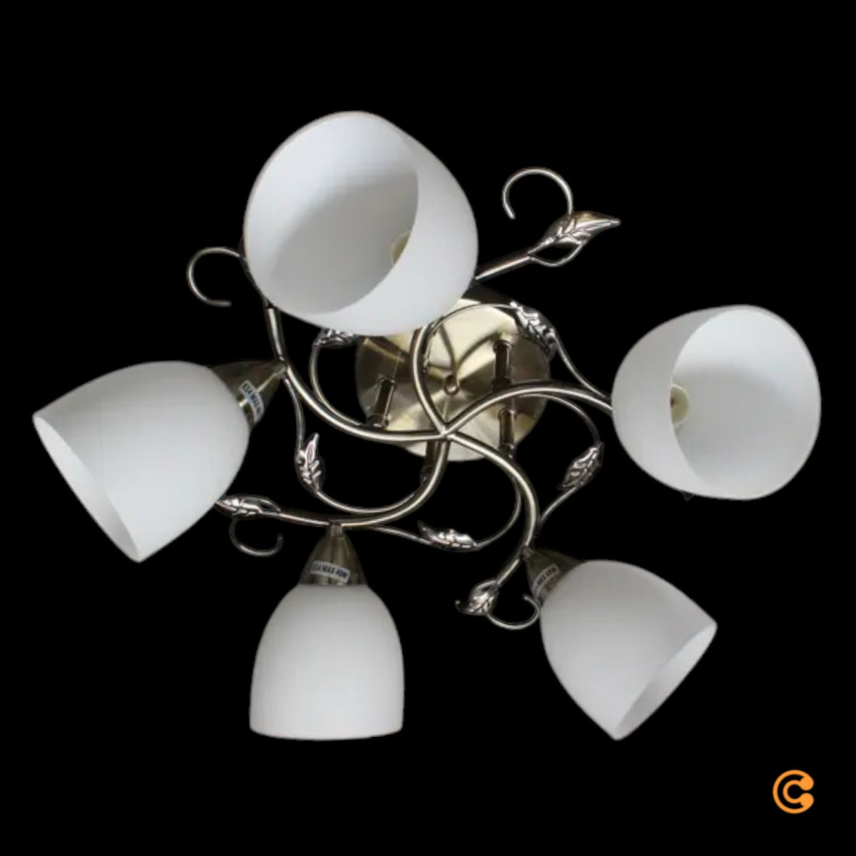 Deckenleuchte Lampe Licht Lindby Thaddeus Wohnraum Nickel Weiß 5-flammig - 4251096570021