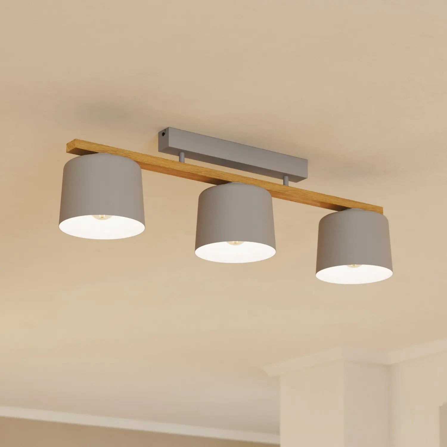 B-Ware Eglo Deckenleuchte Lampe Mariel 3 Flammig Hellgrau Holz Natur Leuchte Spot833 - 9008606239108