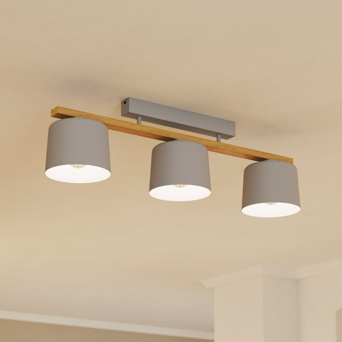 Eglo Deckenleuchte Lampe Mariel 3-flammig hellgrau holz natur Leuchte Spot833 - 9008606239108