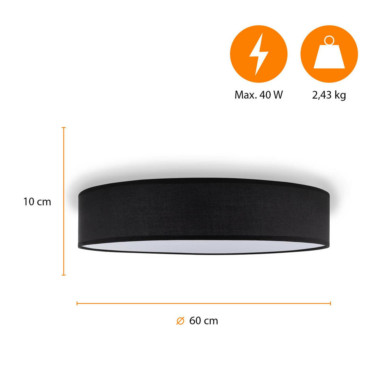 B-Ware Smartwares Deckenlampe Mia Deckenlampe Lampe Leuchte E27 Schwarz ø 60 Cm - 8711387171482