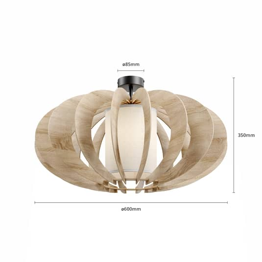B-Ware Euluna Deckenlampe Modern A L Mit Holz Lamellen ø 60 Cm Deckenlampe Lampe E27281