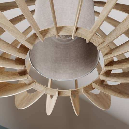 B-Ware Euluna Deckenlampe Modern A L Mit Holz Lamellen ø 60 Cm Deckenlampe Lampe E27281