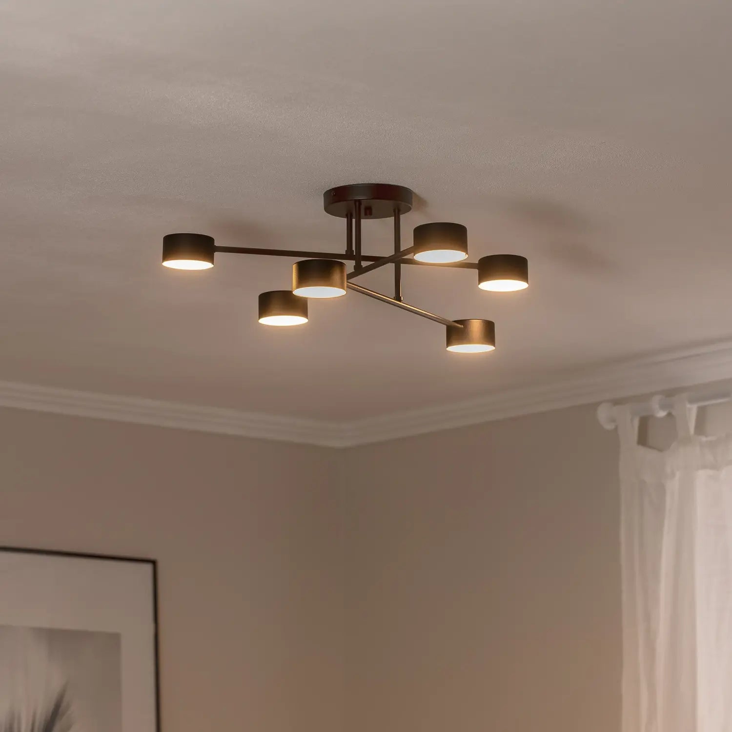 B-Ware Emibig Deckenleuchte Lampe Modus 6 Schwarz Gx53 Stahl Sechsflammig Länge 60 Cm - 10032361