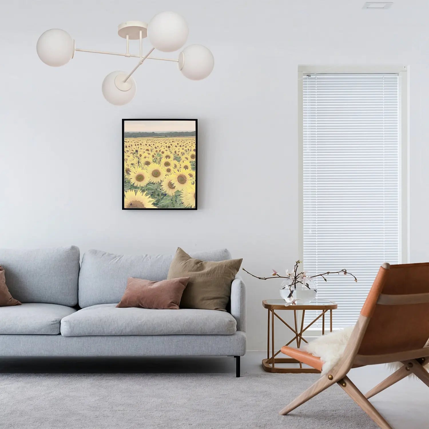 B-Ware Moon Deckenleuchte Deckenlampe Glas Metall Sand Deckenbeleuchtung Wohnzimmer