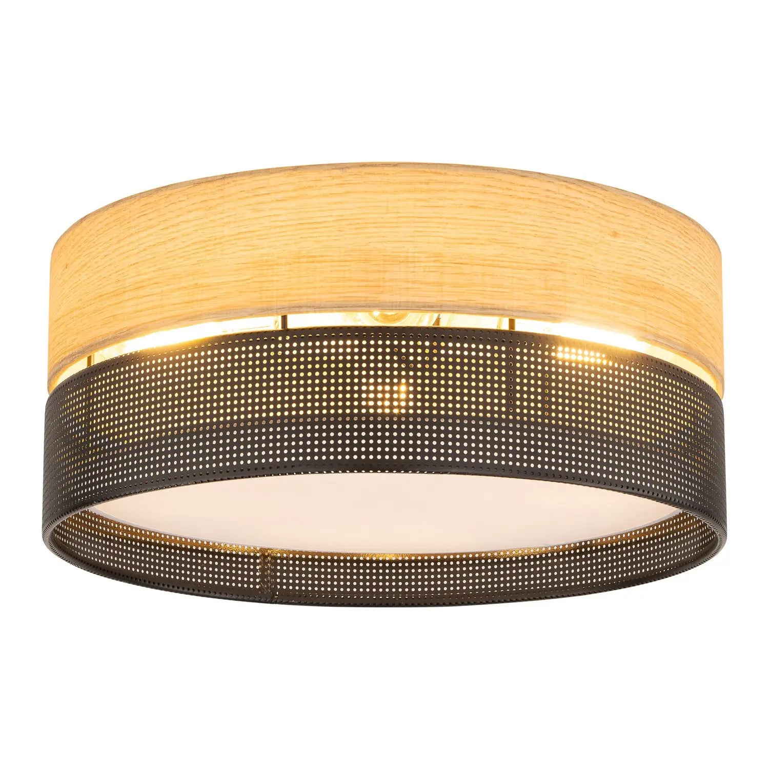 B-Ware Deckenleuchte Nicol Lampe Schwarz Holzoptik E27 Led 4 Flammig ø 50 Cm Leuchte - 5901780548001