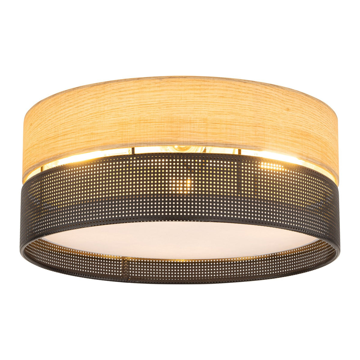 Deckenleuchte Nicol Lampe Schwarz Holzoptik E27 LED 4-flammig Ø 50 cm Leuchte - 5901780548001