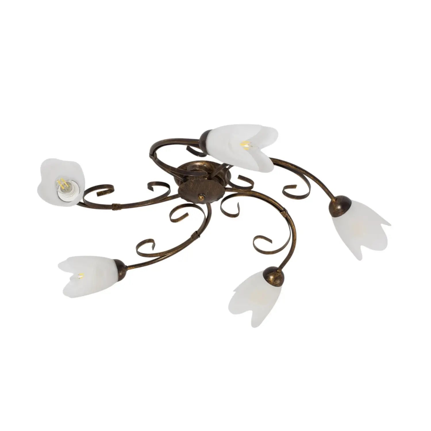 B-Ware Deckenleuchte Lampe Odino Metall Glas Bronze Weiß Satiniert E14 Led Dimmbar - 8030626545984