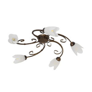 B-Ware Deckenleuchte Lampe Odino Metall Glas Bronze Weiß Satiniert E14 Led Dimmbar