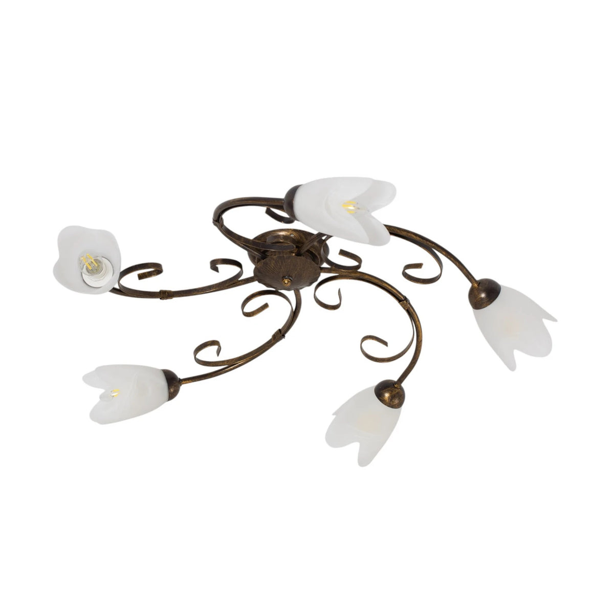 Deckenleuchte Lampe Odino Metall Glas bronze weiß satiniert E14 LED dimmbar - 8030626545984