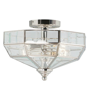 B-Ware Elstead Deckenleuchte Deckenlampe Old Park Nickel Poliert Glas Metall Led