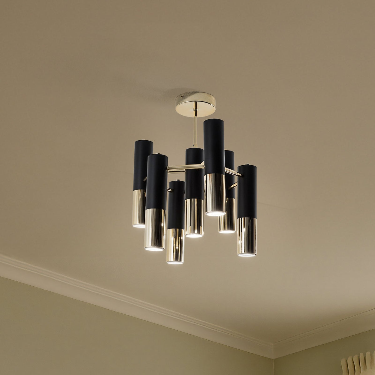 Orino Deckenleuchte Lampe Beleuchtung GU10 Metall schwarz gold 7 flammig Modern - 5905563003855