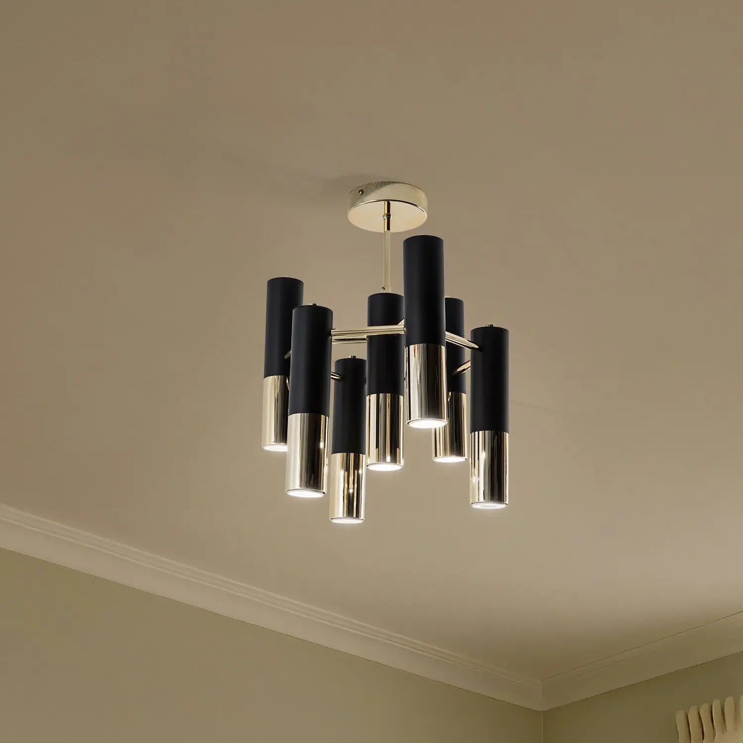 B-Ware Orino Deckenleuchte Lampe Beleuchtung Gu10 Metall Schwarz Gold 7 Flammig Modern - 5905563003855