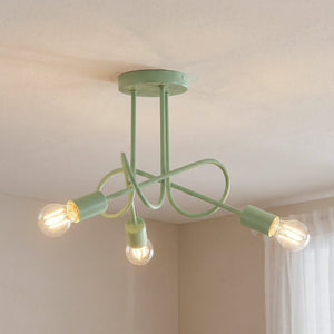 B-Ware Deckenleuchte Lampe Oxford Metall grün Beleuchtung E27 Leuchte LED 3 flammig