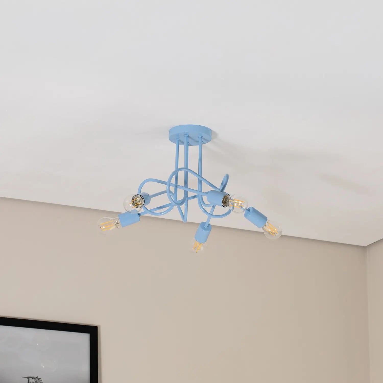 B-Ware Helam Deckenleuchte Lampe Oxford Hellblau Metall 5 Flammig Rund 47 Cm - 5902349236728