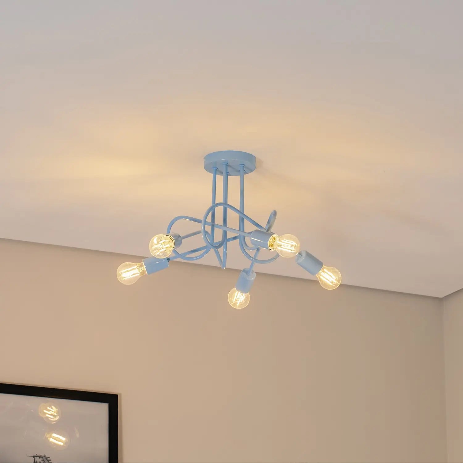 B-Ware Helam Deckenleuchte Lampe Oxford Hellblau Metall 5 Flammig Rund 47 Cm - 5902349236728