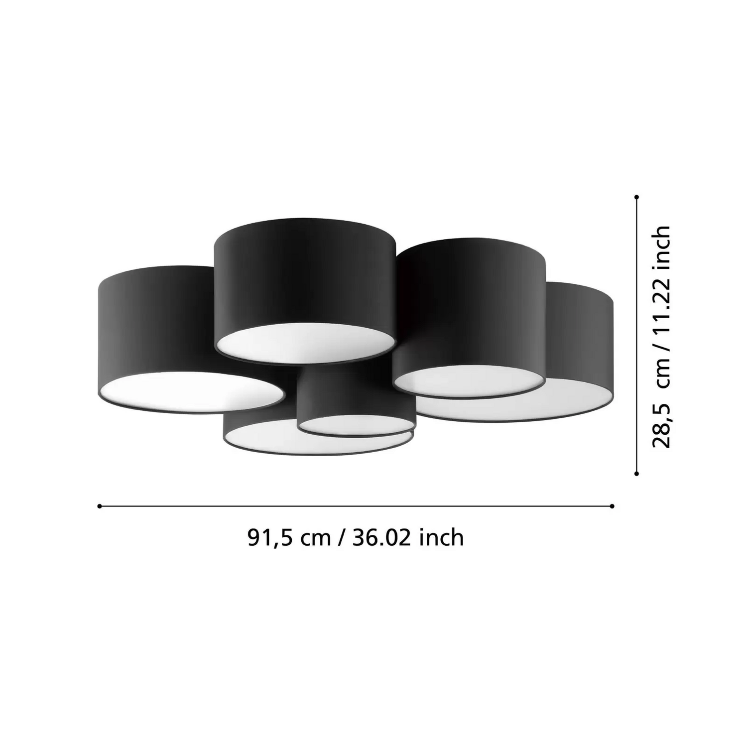 B-Ware Eglo Deckenleuchte Pastore 2  ø 99 Cm Schwarz Stoff Deckenlampe Lampe Leuchte - 9002759995096