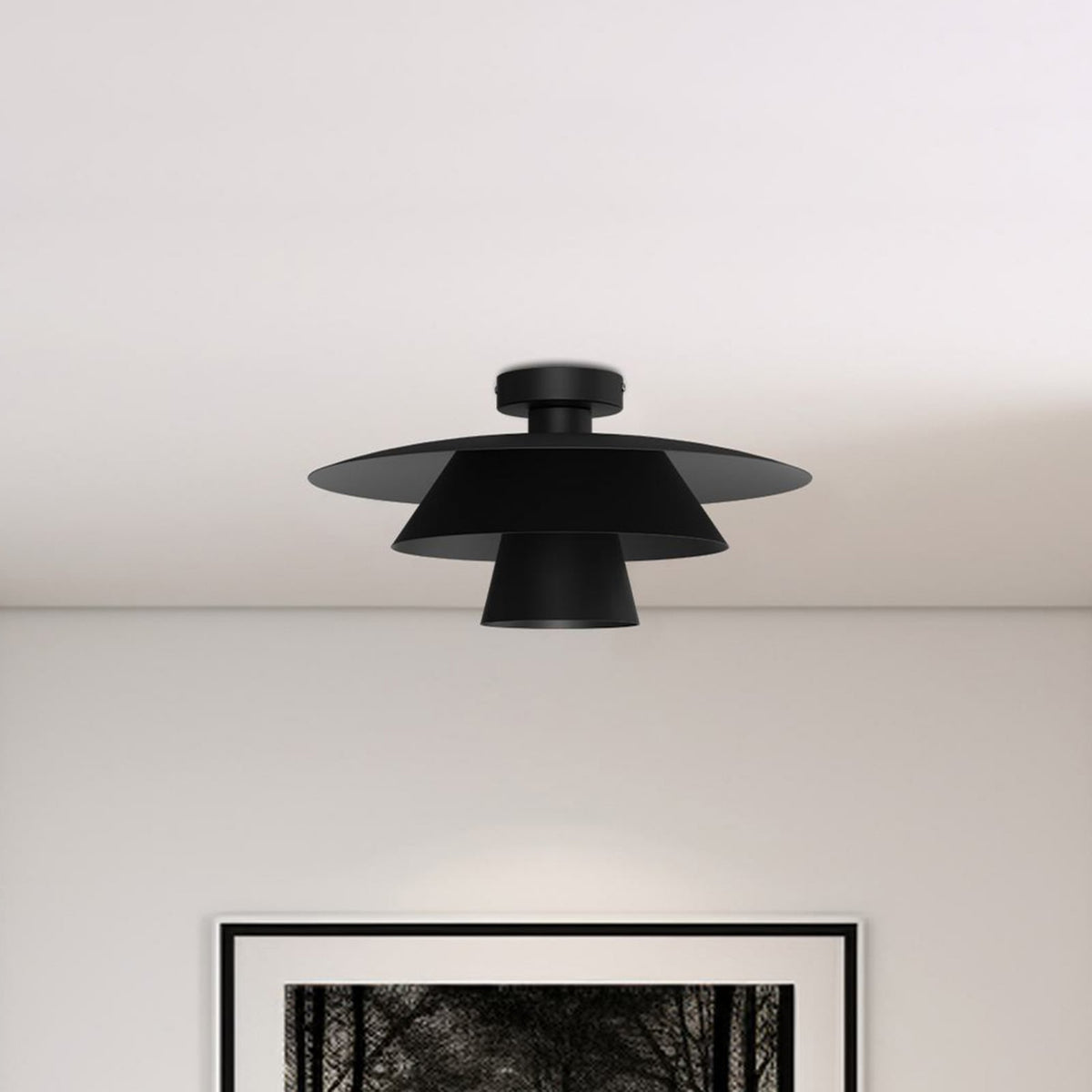 Deckenleuchte Plato Lampe schwarz Stahl Ø 38 cm E27 LED Deckelampe Leuchte innen - 5907565944938