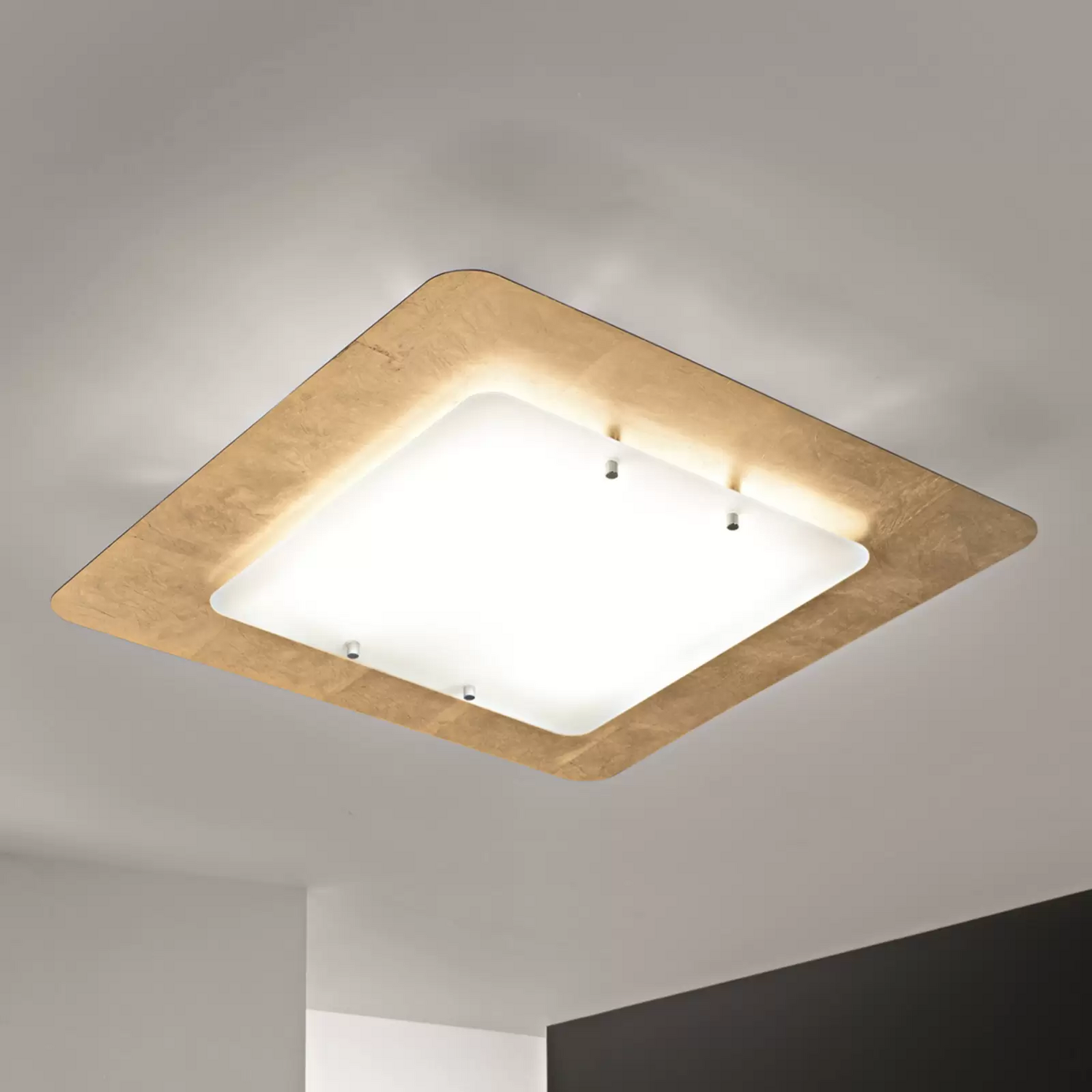 B-Ware Selène Deckenleuchte Pop Up Mit Blattgold Rahmen 32 X 32 Cm Deckenlampe Lampe - 8023761109173