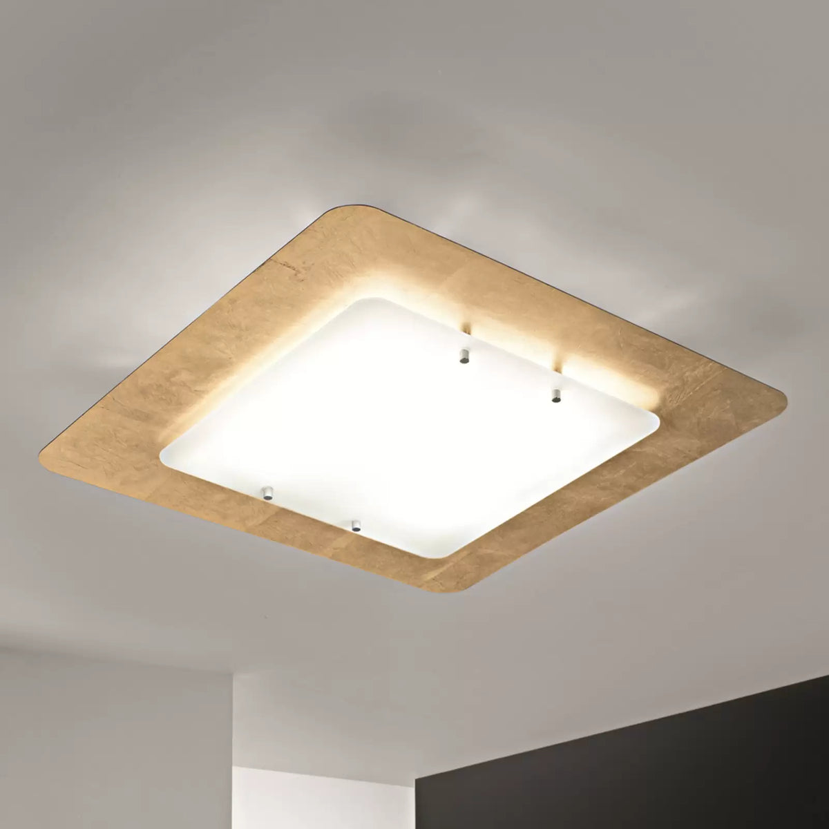 Selène Deckenleuchte Pop-Up mit Blattgold-Rahmen 32 x 32 cm Deckenlampe Lampe - 8023761109173