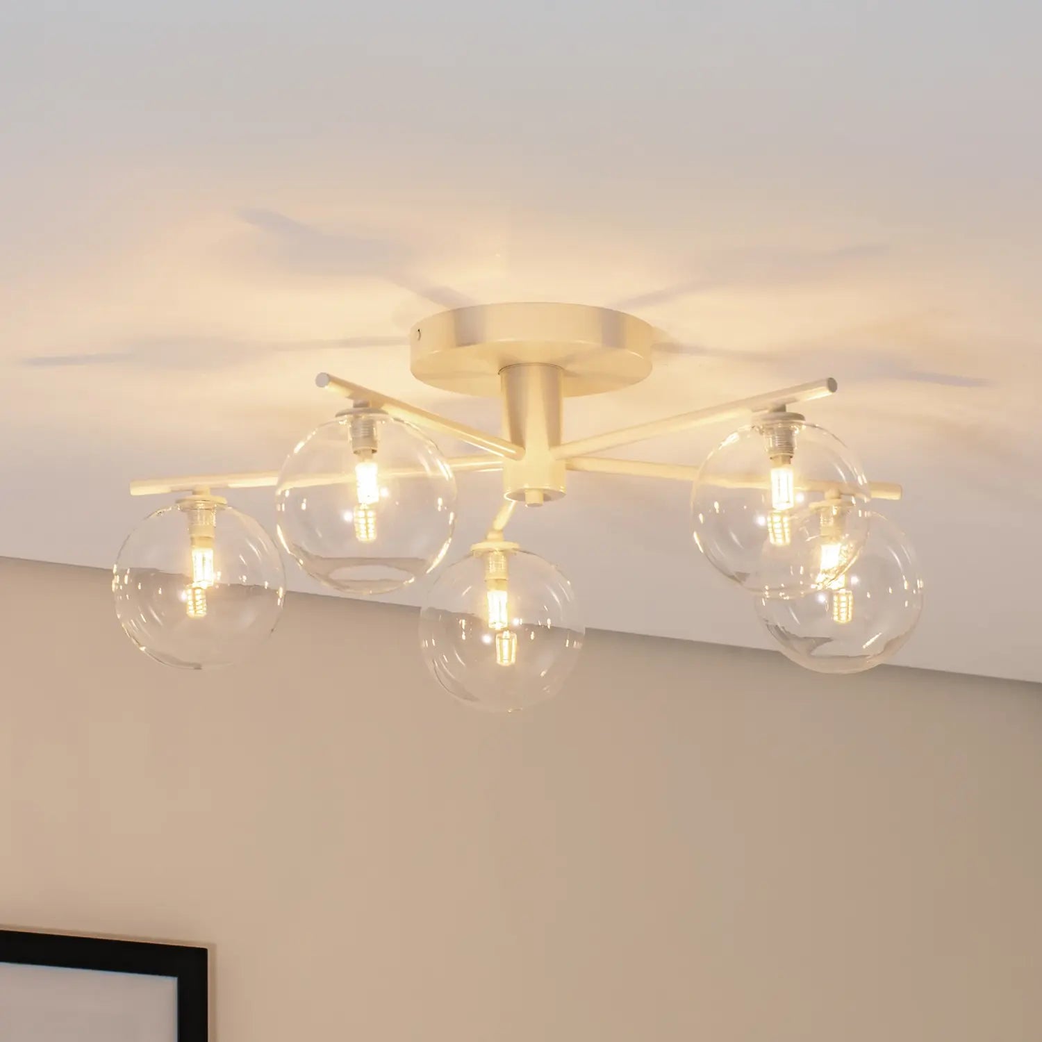 B-Ware Jupiter Deckenleuchte Prato Lampe Glas Creme Klar 5 Flammig Beleuchtung - 5905962020798