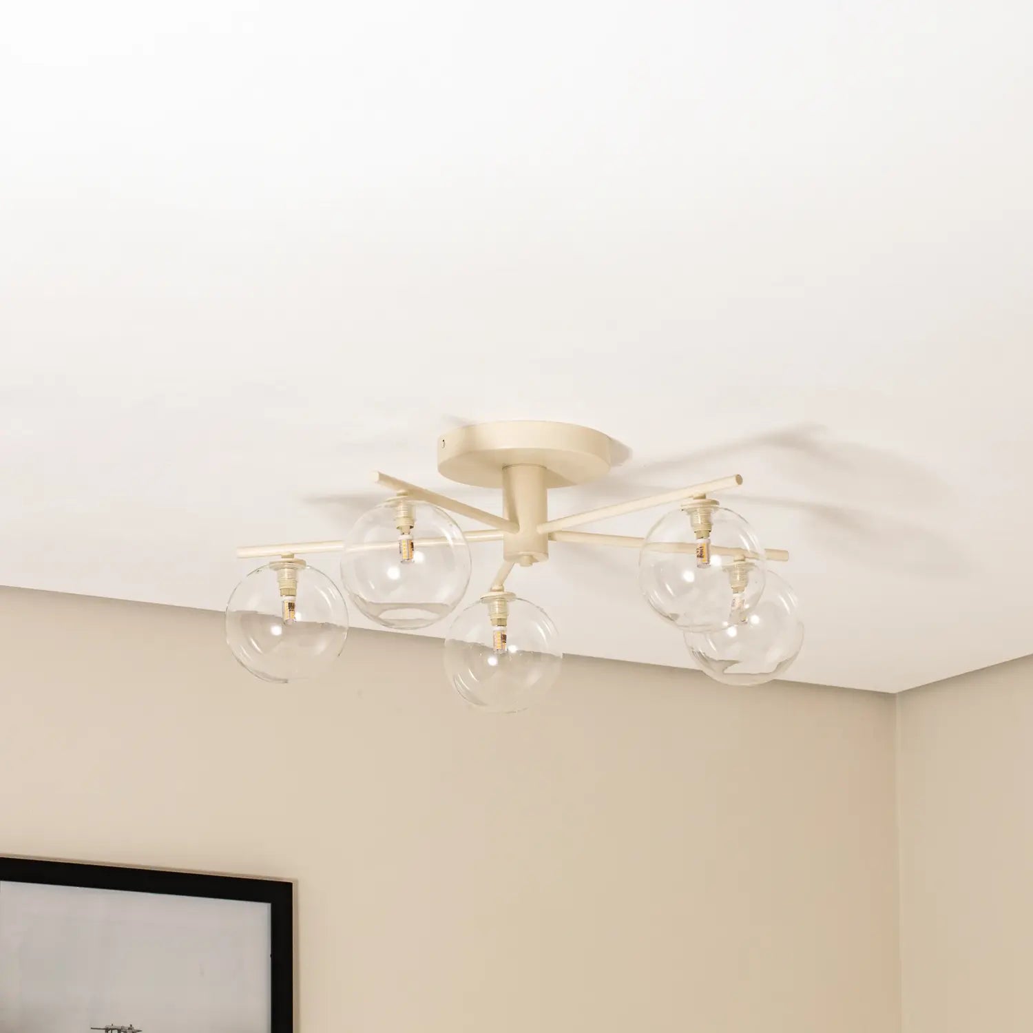 B-Ware Jupiter Deckenleuchte Prato Lampe Glas Creme Klar 5 Flammig Beleuchtung - 5905962020798