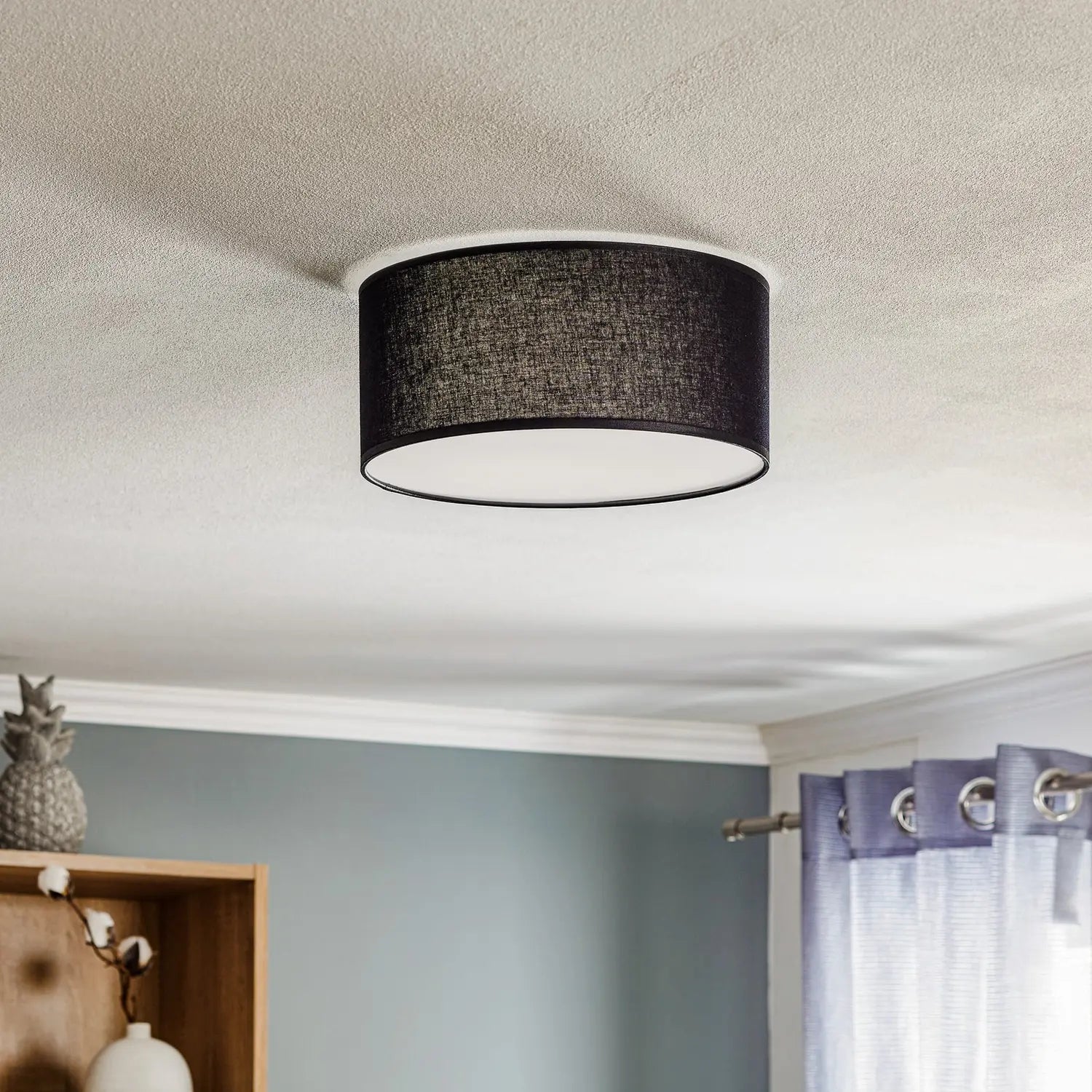 B-Ware Deckenleuchte Lampe Rondo Schwarz Metall Textil Wohnraum Leuchte Rund E27 Led - 5901780533342