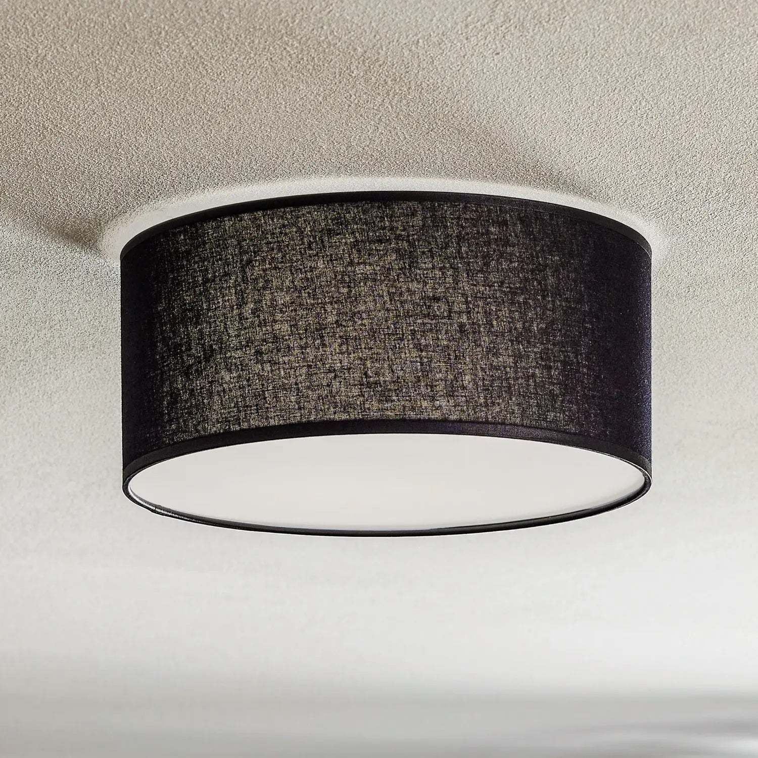 B-Ware Deckenleuchte Lampe Rondo Schwarz Metall Textil Wohnraum Leuchte Rund E27 Led - 5901780533342