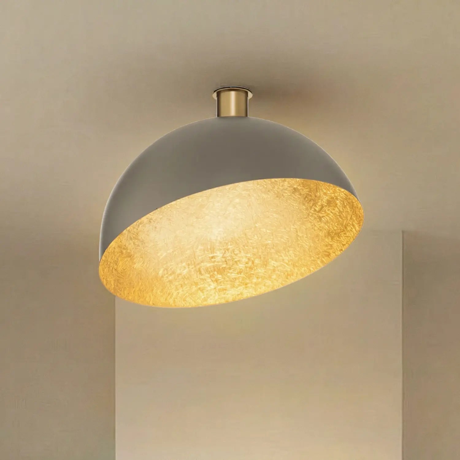 B-Ware Deckenleuchte Sfera Pendelleuchte Taupe Gold Stahl E27 Lampenschirm ø50cm  - 5907555378507