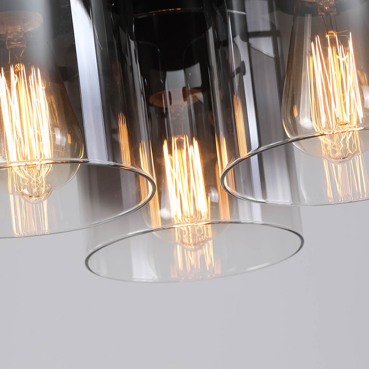 Searchlight Deckenleuchte Lampe Sweden Schwarz Rauchgrau Glas Stahl 3fl E27      B-Ware - 5053423271651