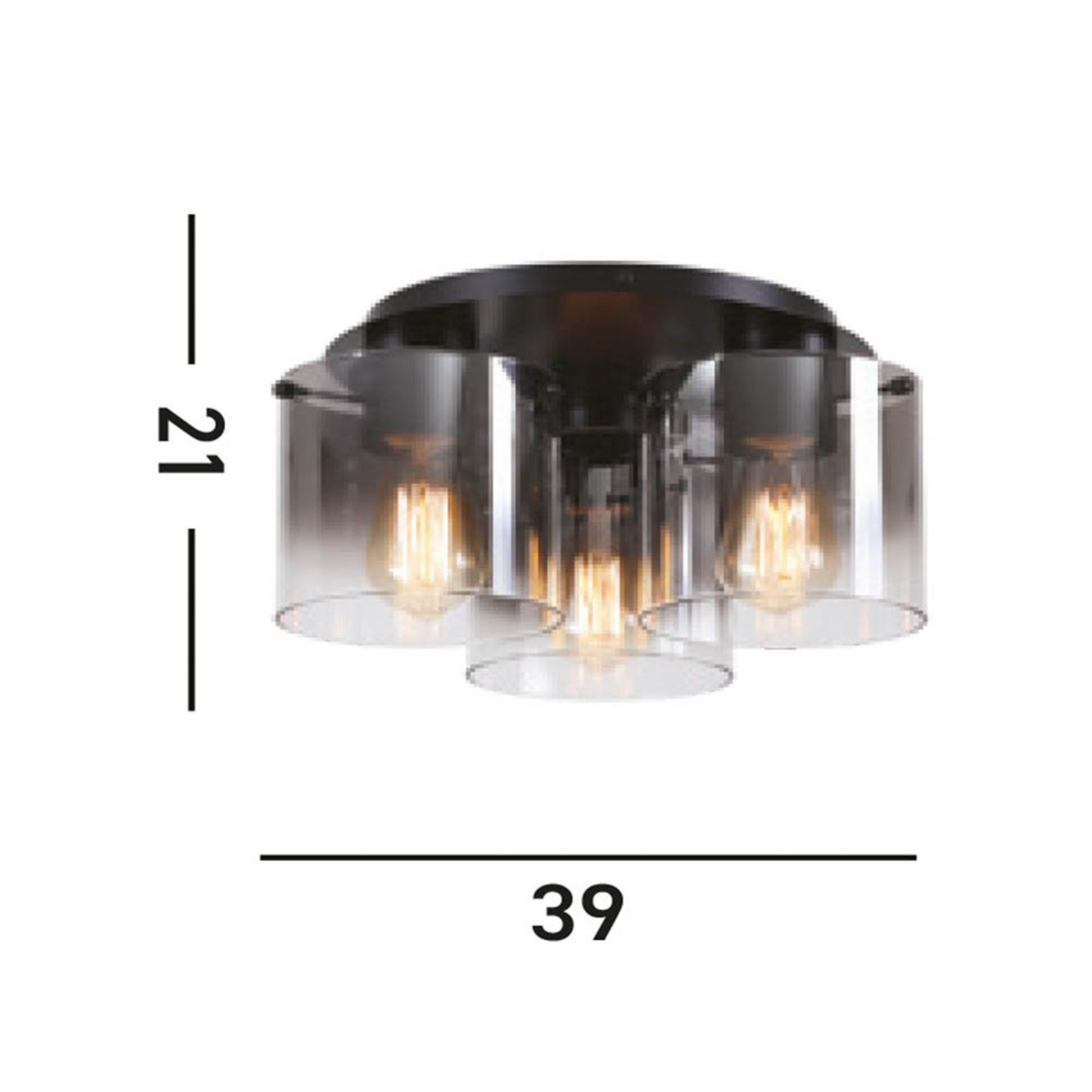 Searchlight Deckenleuchte Lampe Sweden Schwarz Rauchgrau Glas Stahl 3fl E27      B-Ware - 5053423271651