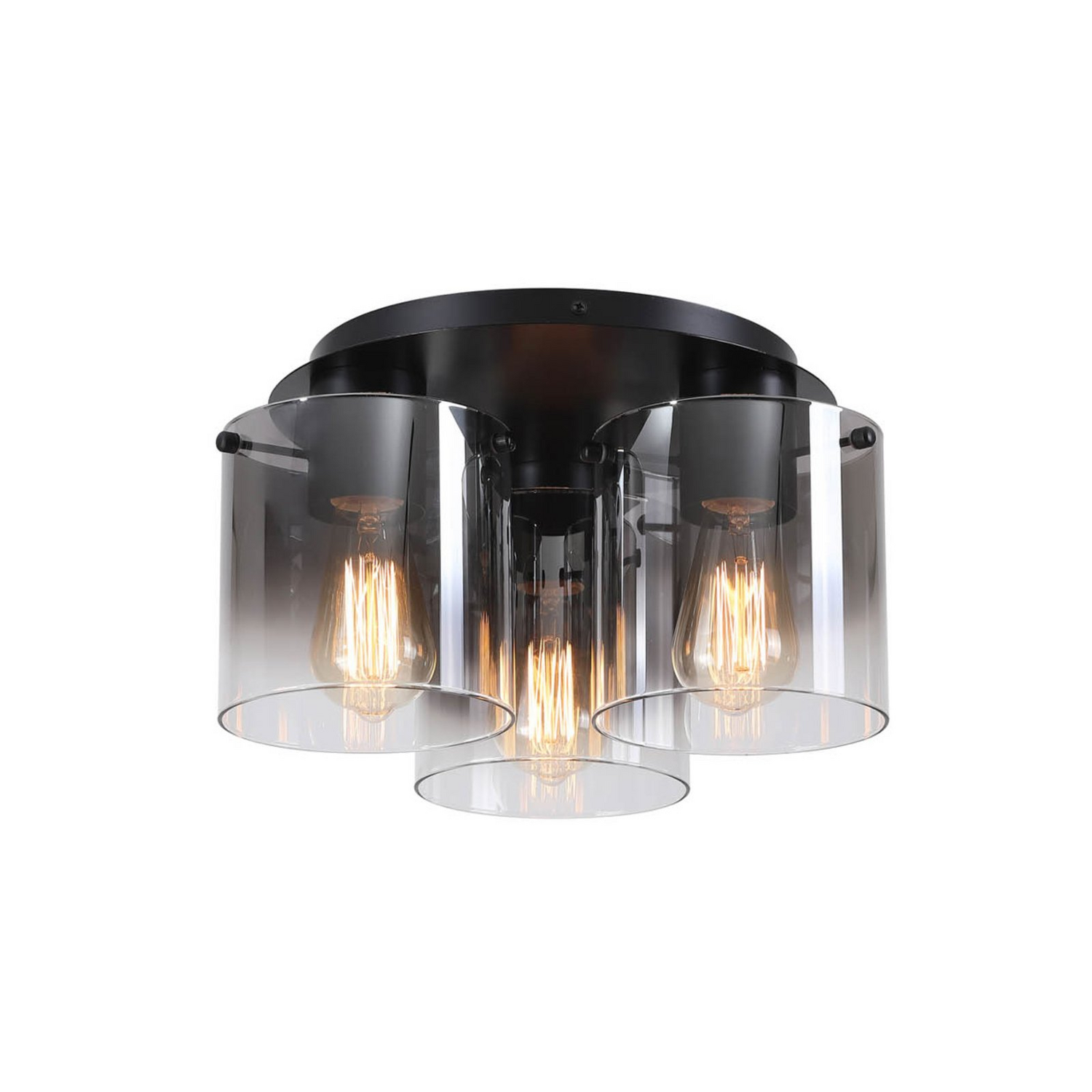 Searchlight Deckenleuchte Lampe Sweden Schwarz Rauchgrau Glas Stahl 3fl E27      B-Ware - 5053423271651