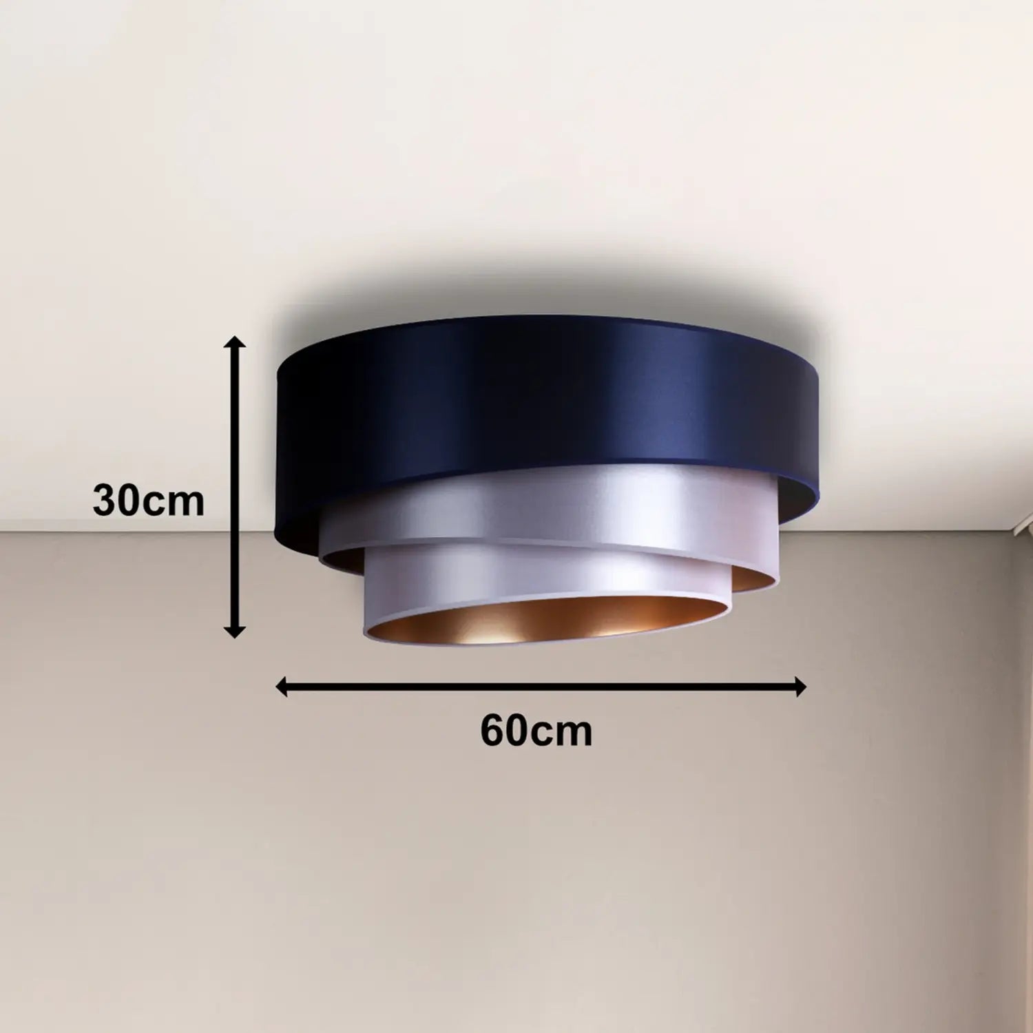B-Ware Euluna Deckenleuchte Lampe Trio ø60cm Led Beleuchtung Navy/Silber/Weiß/Gold  - 5905317601559