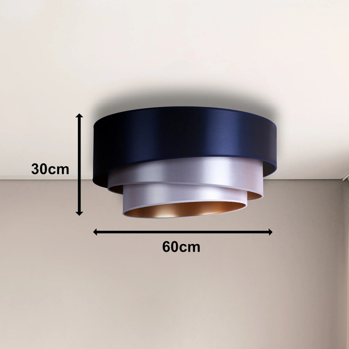 Euluna Deckenleuchte Lampe Trio Ø60cm LED Beleuchtung navy/silber/weiß/gold - 5905317601559