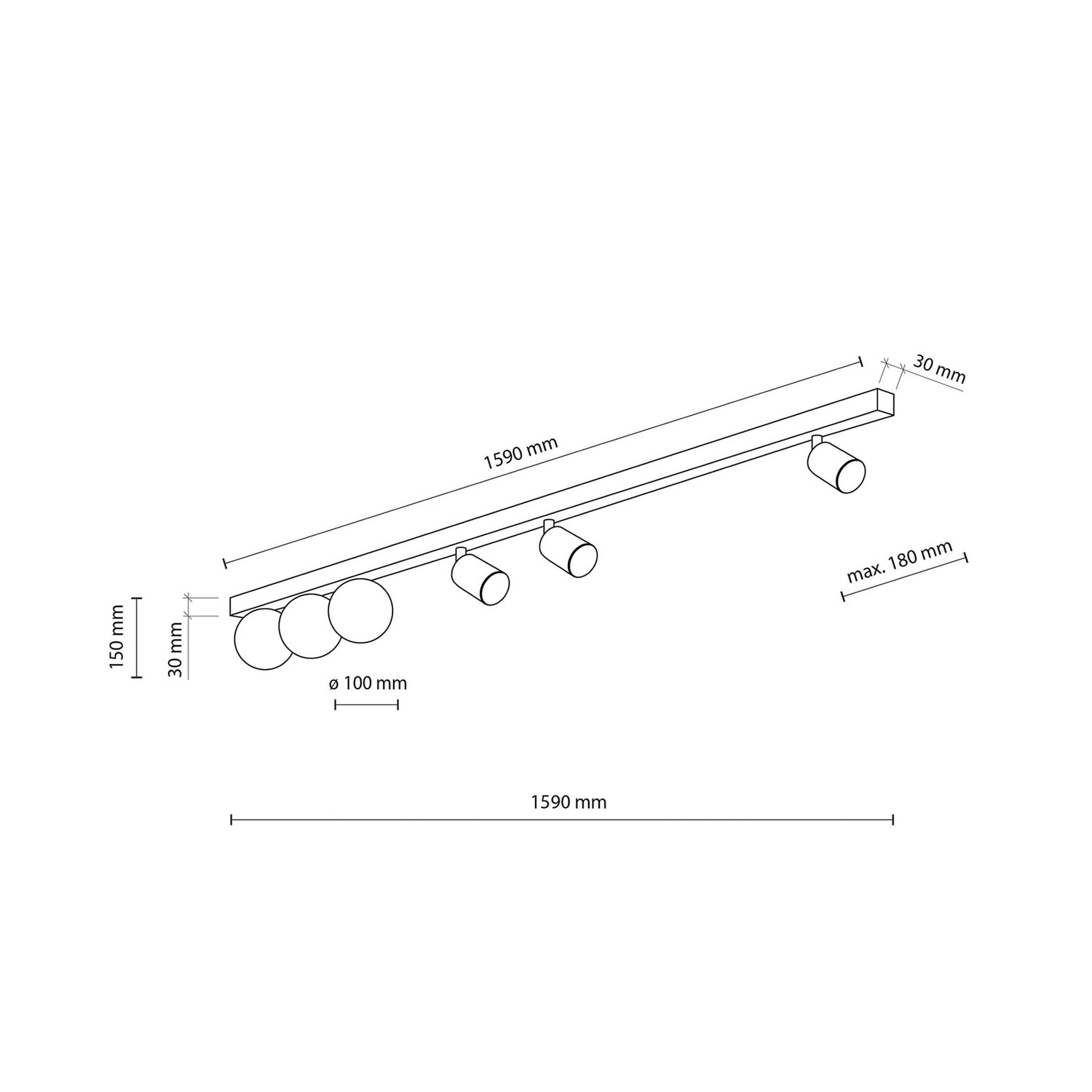B-Ware Deckenleuchte Lampe Vox Glas Schwarz Wohnzimmer Esszimmer Küche Flur 6 Flammig  - 5906135100033