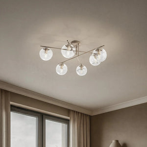 B-Ware Zoe Deckenleuchte Lampe Glas Beige Metall Wohnraumleuchte Deckenlampe 72 Cm