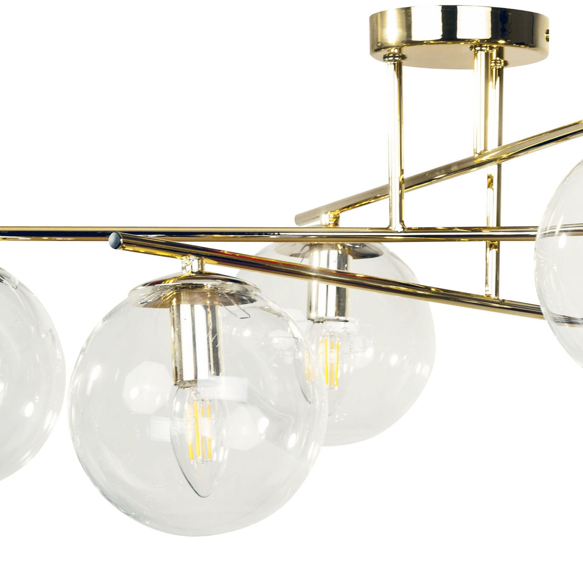Deckenleuchte Zoe Lampe goldfarben Glas Metall 6-flammig Leuchte 72 cm E14 LED - 5905563003152