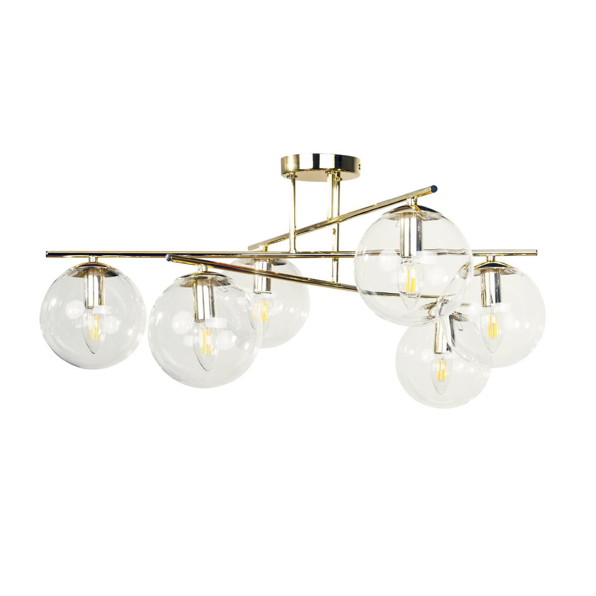 Deckenleuchte Zoe Lampe goldfarben Glas Metall 6-flammig Leuchte 72 cm E14 LED - 5905563003152
