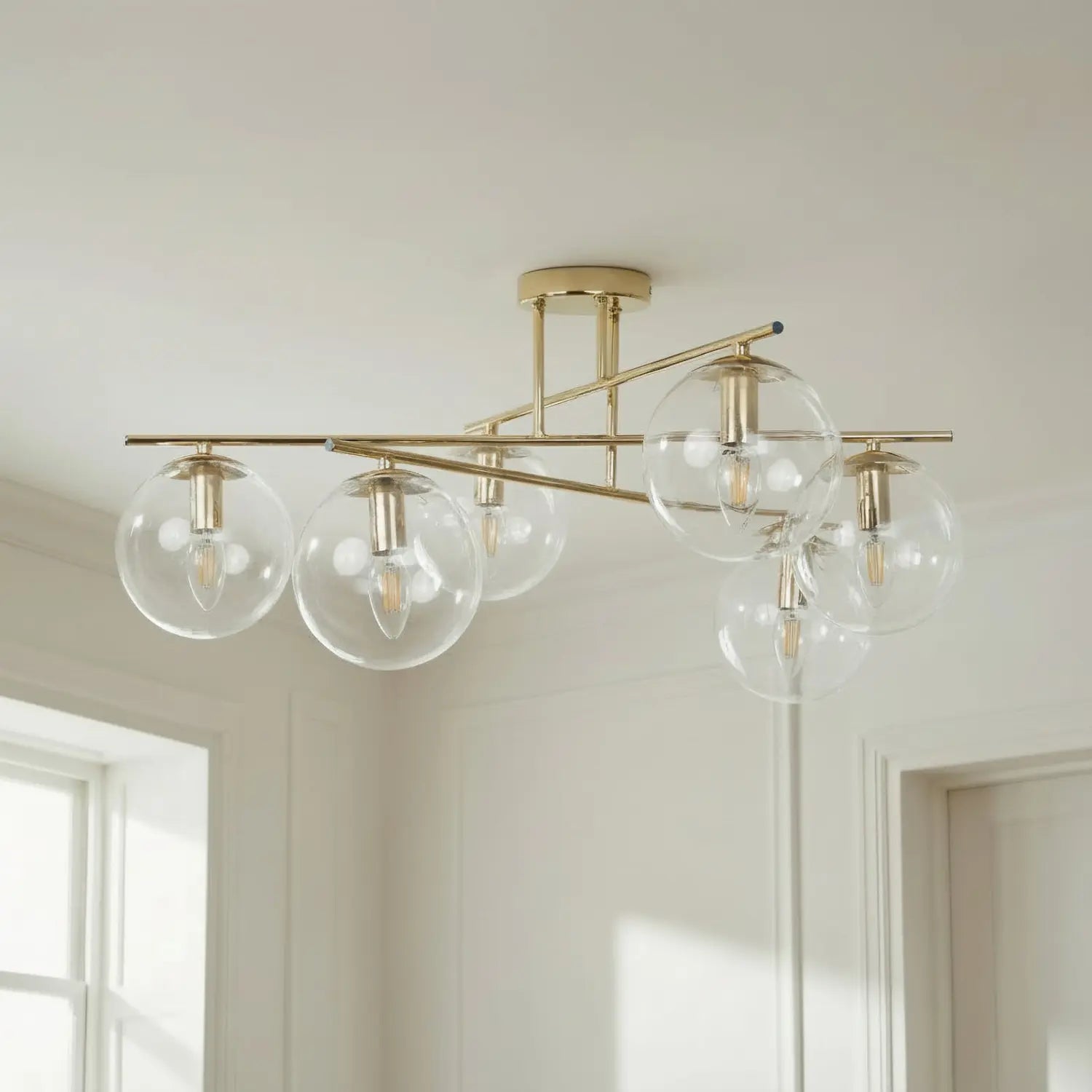 B-Ware Deckenleuchte Zoe Lampe Goldfarben Glas Metall 6 Flammig Leuchte 72 Cm E14 Led - 5905563003152