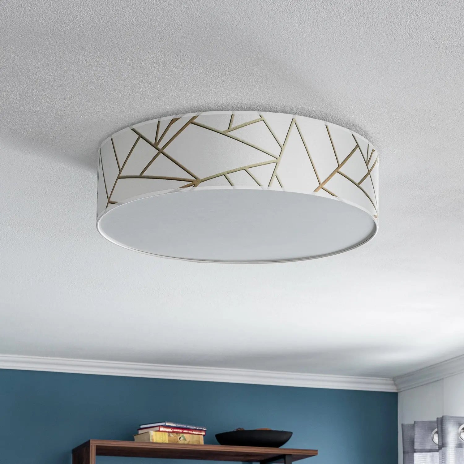 B-Ware Deckenleuchte Zulu Leuchte Lampe Deckenlampe Hängeleuchte Lampe Weiß/Gold Rund