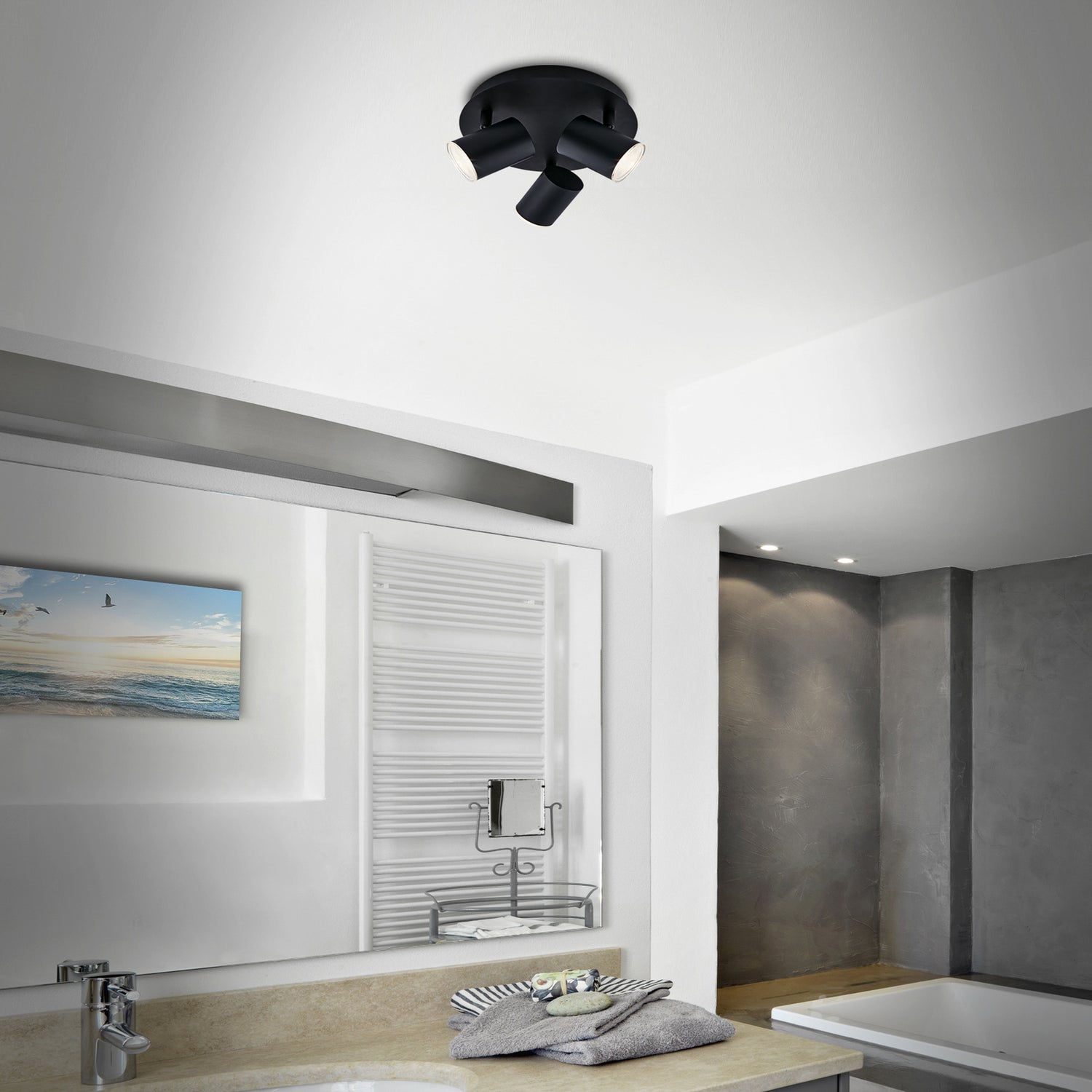 B-Ware Deckenspot Deckenleuchte Lampe Briloner Banyo Splash Schwarz Dreiflammig Ip44 - 4002707409168