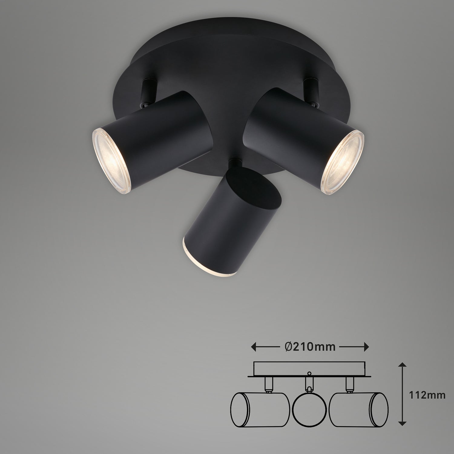 B-Ware Deckenspot Deckenleuchte Lampe Briloner Banyo Splash Schwarz Dreiflammig Ip44 - 4002707409168