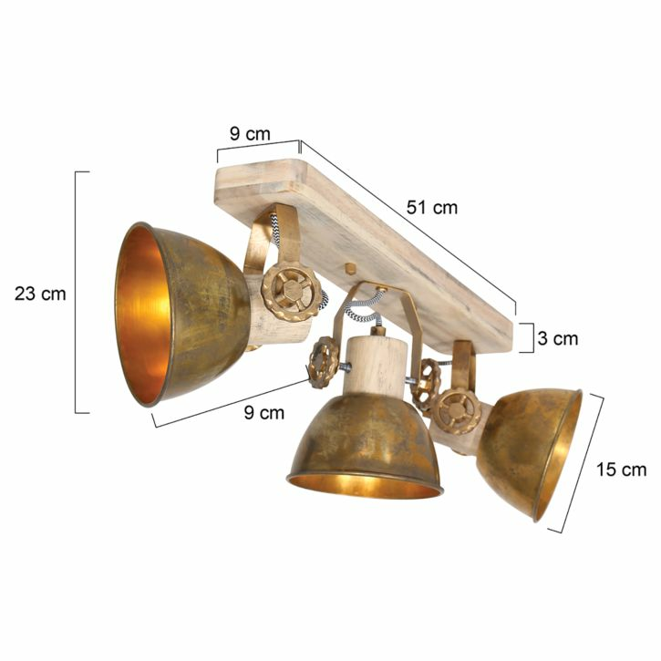 Steinhauer Mexlite Gearwood Deckenlampe Deckenlampe Aluminium Eiche 4 Fl. E27 B-Ware - 8712746135046