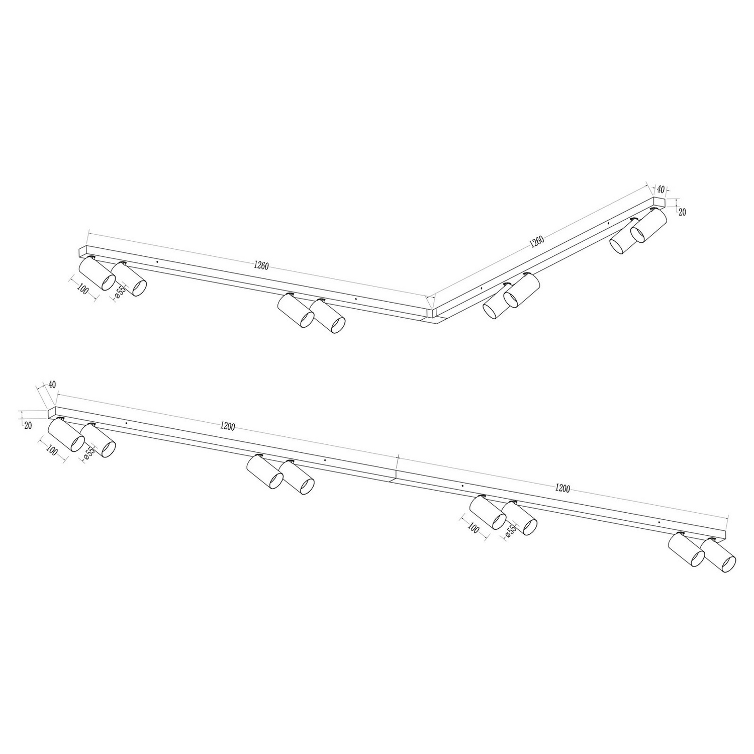 B-Ware Hero Deckenspot Spotleuchte Deckenlampe Schwarz Gold 8 Flammig 240 Cm Metall - 5902693714866