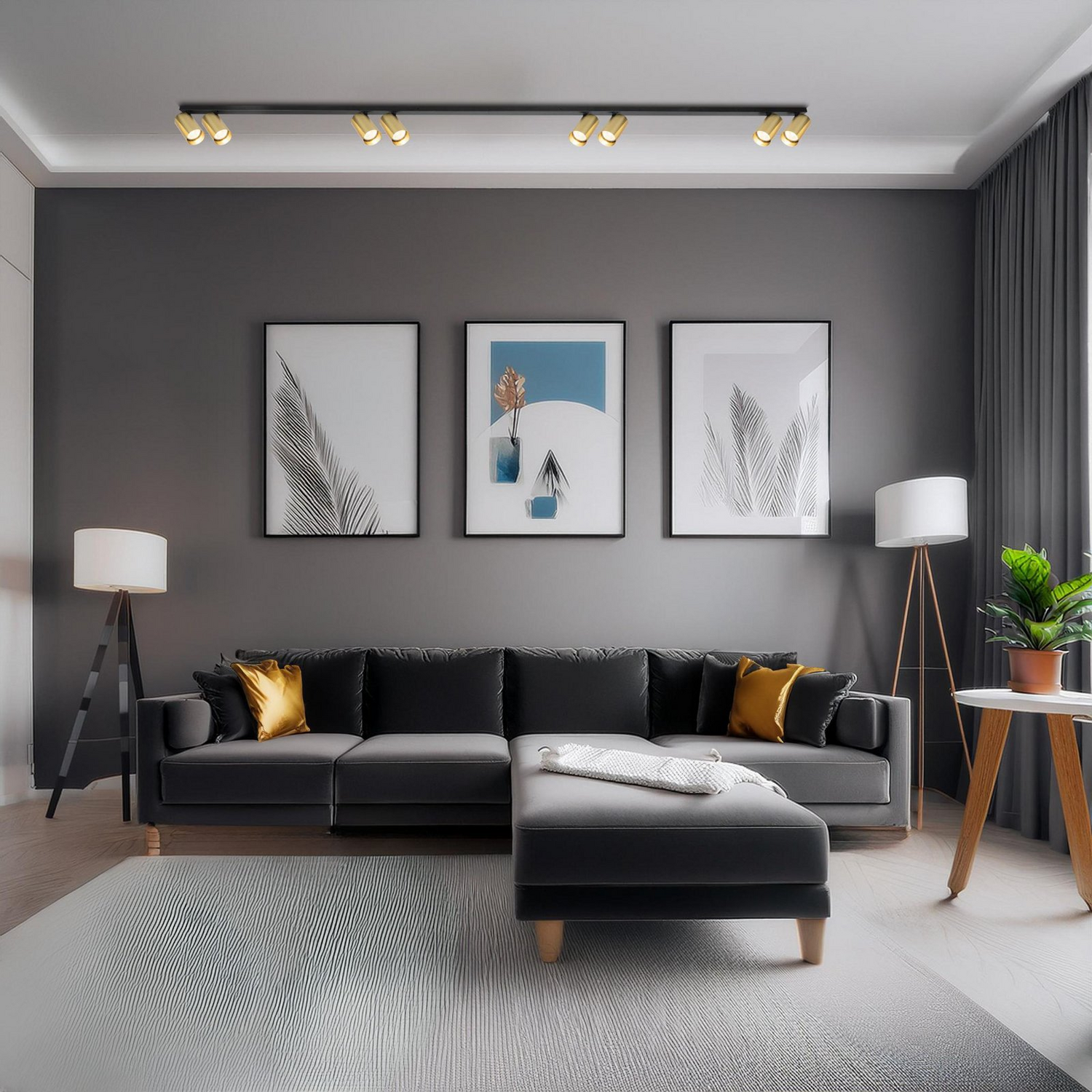 B-Ware Hero Deckenspot Spotleuchte Deckenlampe Schwarz Gold 8 Flammig 240 Cm Metall - 5902693714866